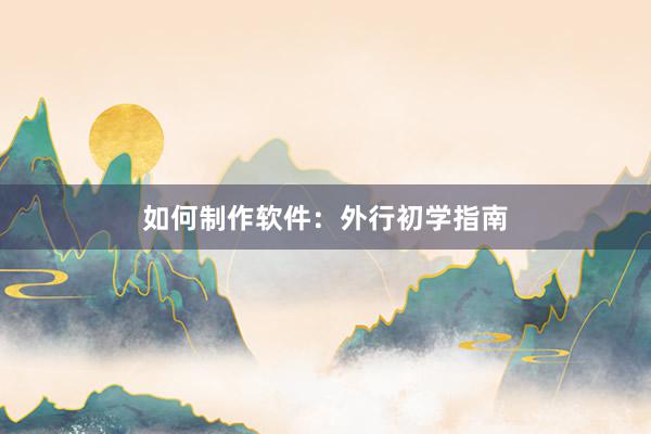 如何制作软件:外行初学指南